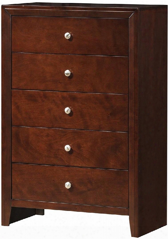 Ilana Collection 20406 31" Chhest With 5 Drawers Silver Metal Hardware Rbberwood And Okume Veneer Materials In Brown Cherry