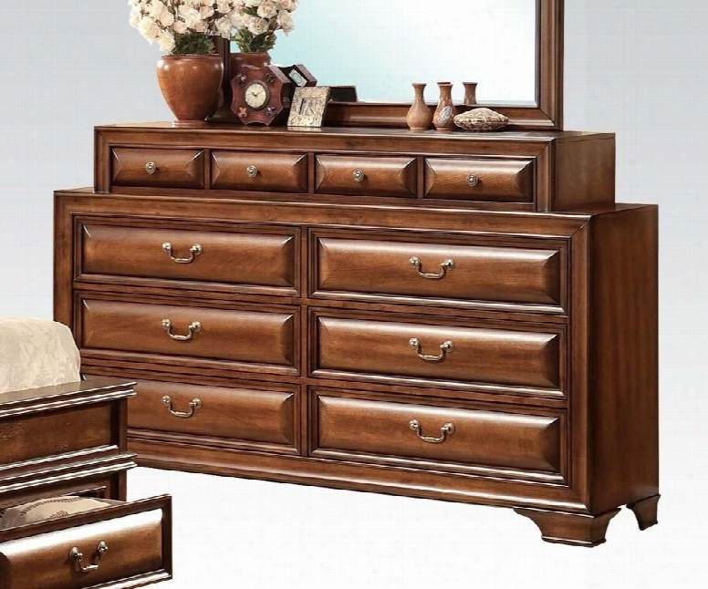 Konane 2045 68" Dresser With 10 Drawers Center Metal Glides English Dovetail Drawers And Rubberwood Construction In Brown Cherry