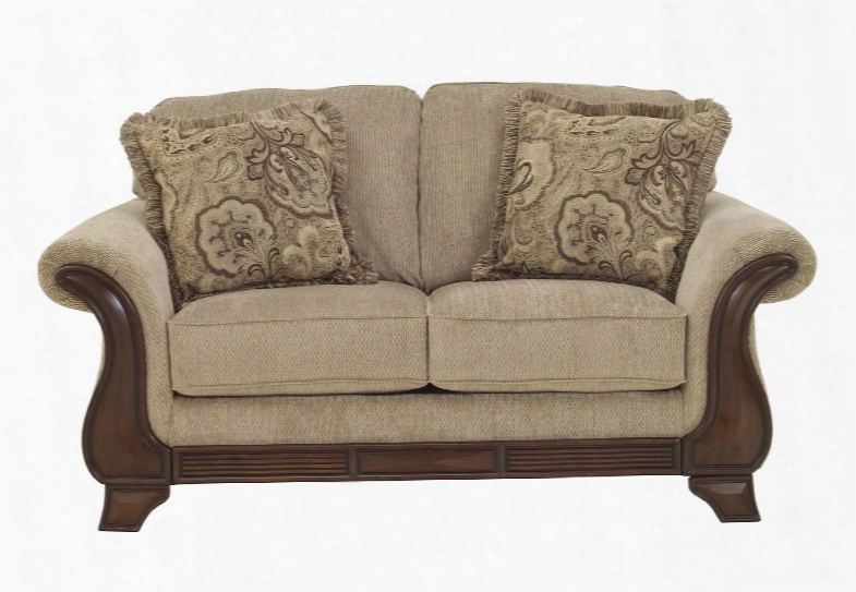 Lanett Collection 4490035 68" Loveseat With Fabric Upholstery Piped Stitching Carved Detailing And Traditional Style In