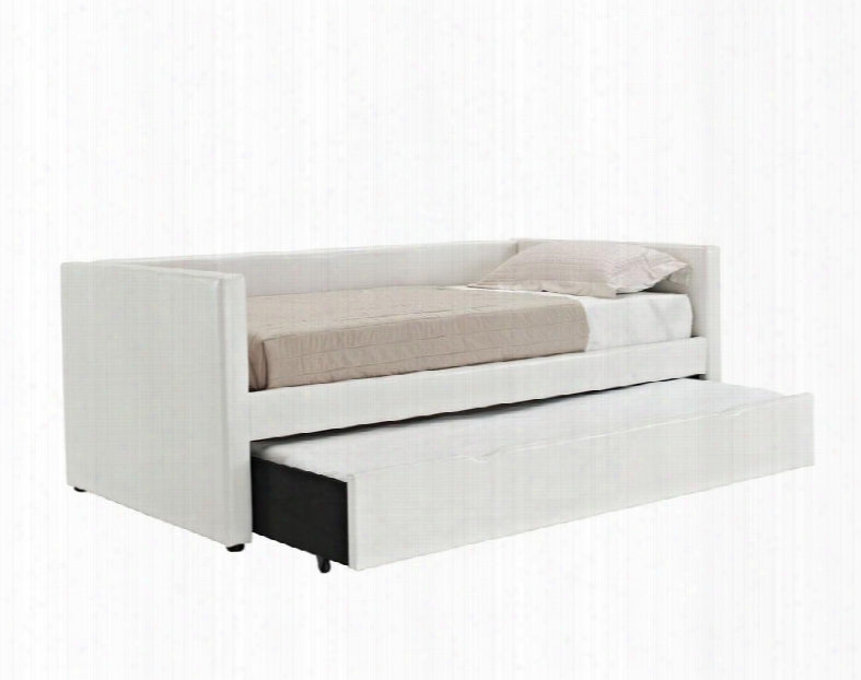 Lindsey Collection 66455a Daybed With Trundle For An Extra Mattress And Faux Leather Upholstering In White