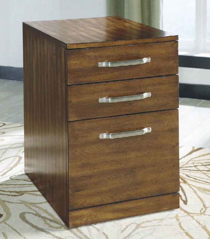 Lobink H641-12 26quot; File Cabinet Including 3 Drawers With Casters And Decorative Hardware In