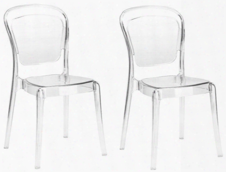 Lucent Collection Em-151-clr-x2 20.5" Set Of 2 Dining Side Chairs With Non Marking Feet Tapered Legs And Polycarbonate Material In Clear