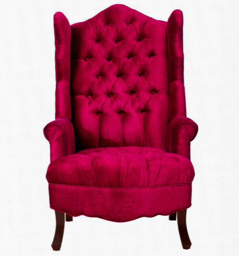 Madison Tova35pink Velvet Wing Chair With Tufted Seat And Back Kiln Dried Wood And Solid Wood