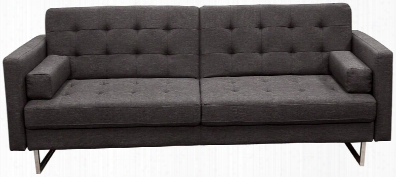 Opus Opusso 87" Convertible Sofa With 3 Seat Functions Durable Wood Frame Chrome Legs And Tufted Polyester Fabric In Grey