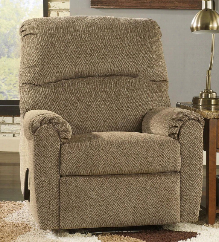 Pranit 1610129 35" ;zero Wall Recliner With Rich Herringbone Chenlile Upholstery Padded Arms And Divided Back In Cork