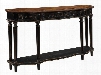 50685 62" Console Table with 3 Drawers Scalloped Shaped Lower Shelf and Tapered Legs in Enonville Texture Black and
