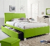 Fantasia Collection 60766A Twin Bed with Trundle and Faux Leather Upholstery in Green