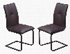 LU134DCCH Set of 2 37" Spring Back Dining Chairs with Tubular Painted Steel Base and Leatherette Upholstery in Chocolate