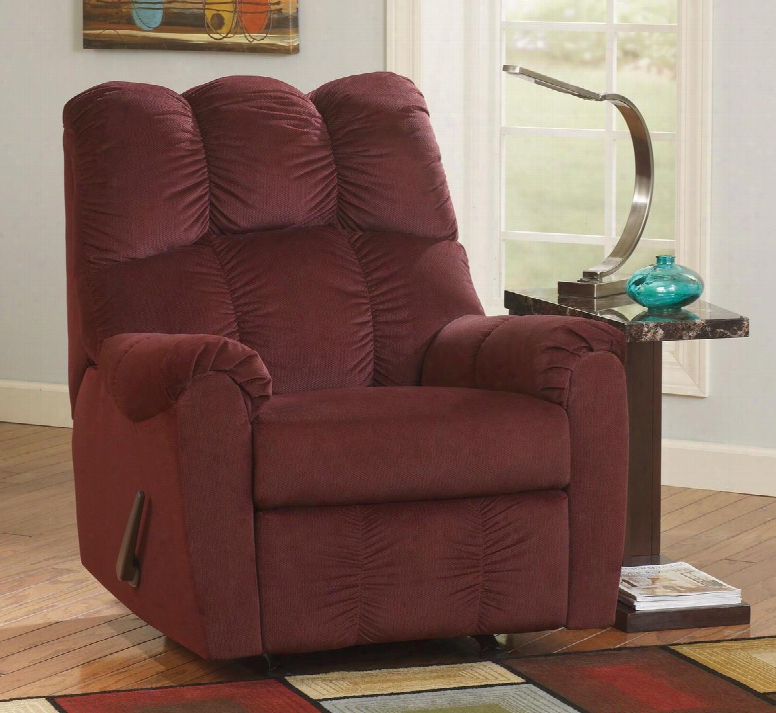 Raulo 1750325 35" Rocker Recliner With Padded Arms Deeply Divided Back And Metal Construction In