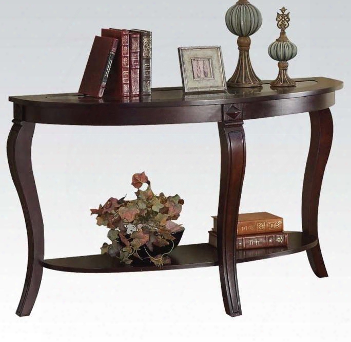 Riley Collection 00453 48" Sofa Table With Glass Top Curved Tapered Legs Bottom Shelf Bentwood And Pine Wood Construction In Walnut