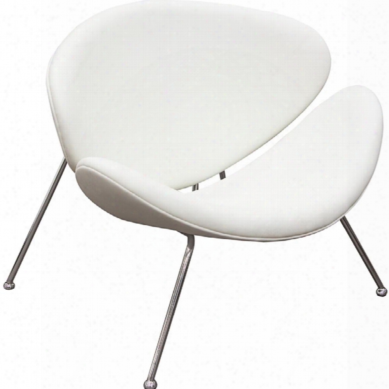 Roxy Roxychwh2pk 33" Set Of 2 Accent Chairs With Chrome Frame Leatherette Upholstery Flared Scoop Seat And Back In White