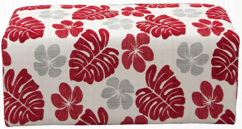 Scarlett Scarlettrorept 39" Accent Ottoman With Rectangular Shape Patterned Fabric And Hardwood Frame In Rouge Floral