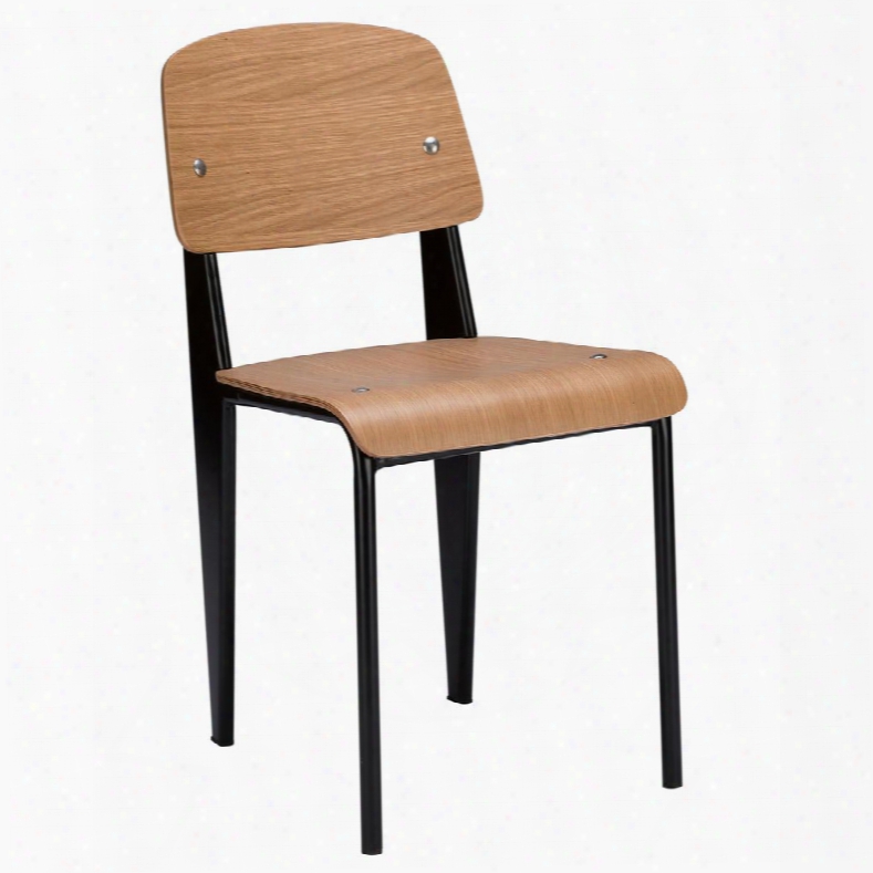 School Collection Em-131-nat 32" Side Chair With Powder Coated Tubular Steel Frame Waterfall Edge Non Marking Feet Plywood Seat And Back In Natural