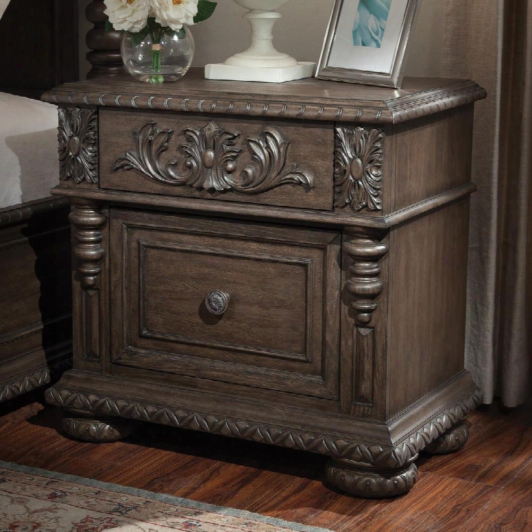 Versailles 980-670nstd Nightstand With 1 Drawers Round Decorative Drawer Knob Bun Feet Rubberwood Solids And Birch Veneers In Normandie