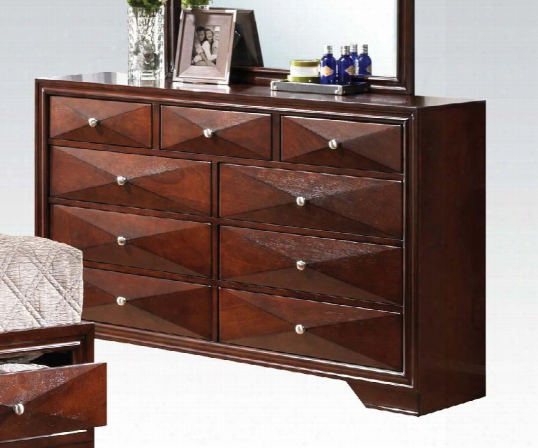 Windsor Collection 21925 58" Dresser With 9 Drawers Metal Hardware Center Metal Drawer Glide Tropical Wood And Chipboard Construction In Merlot