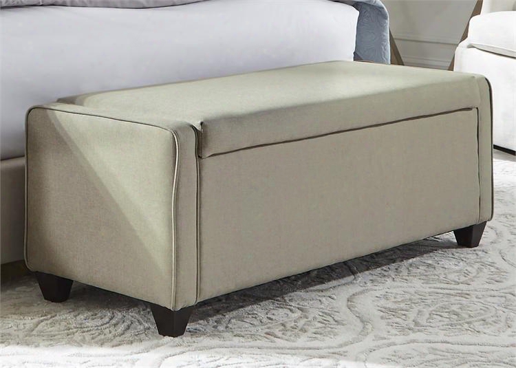 100-br47 52" Bed Bench With Flip Top Storage Tapered Bllock Feet And Fabric Upholstery In Natural