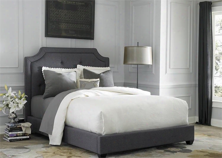 150-br-kub King Upholstered Bed With Button Tufted Headboard F Abric Upholstery And Tapered Block Feet In Dark