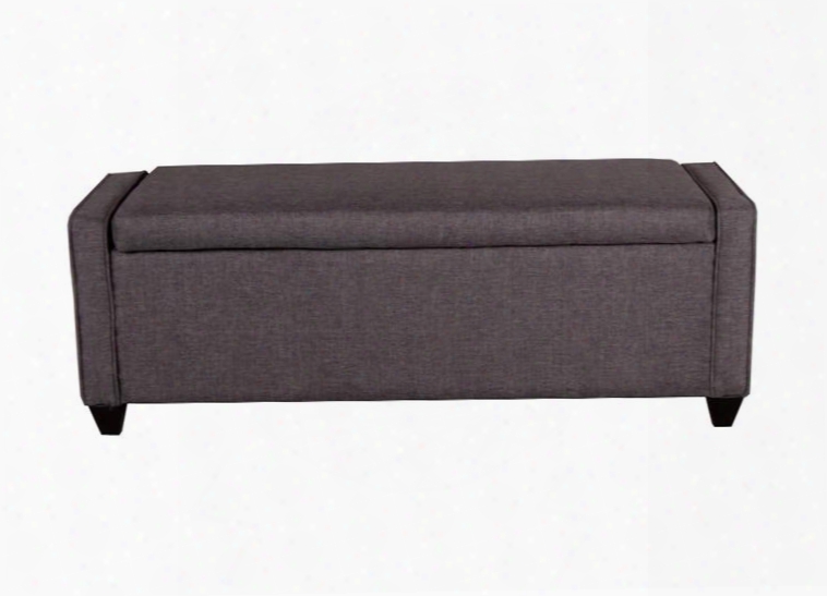 150-br47 52" Bed Bench With Flip Top Storage Tapered Block Feet And Fabric Upholstery In Dark