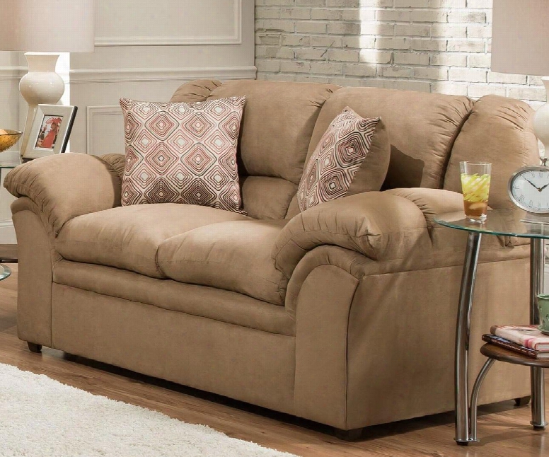 1720-02 Venture Latte 69" Loveseat With Pub Back Pillow Top Tight Seats Swusage Welt Detail Contrast Toss Pillows Included Hardwood Lumber Frame And