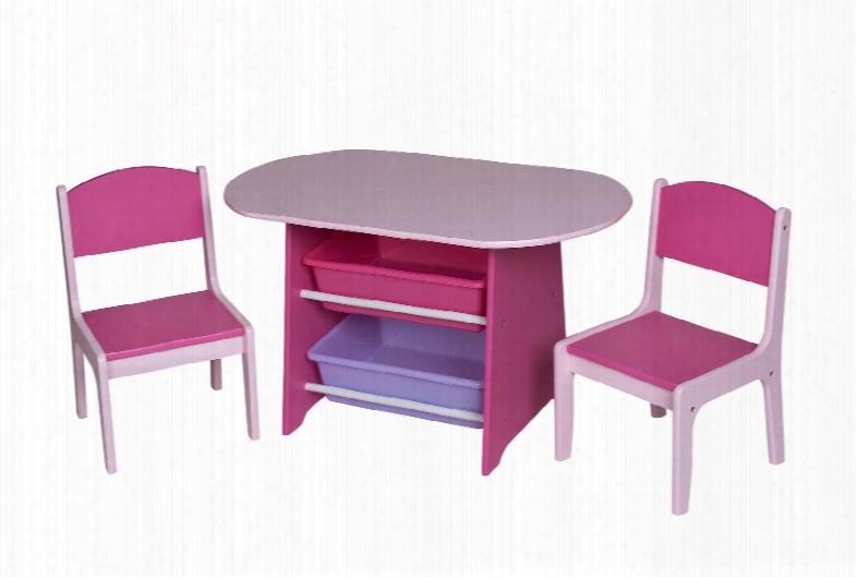 3040p Children's Oval Table W 2 Chairs And 2 Storage Bins -