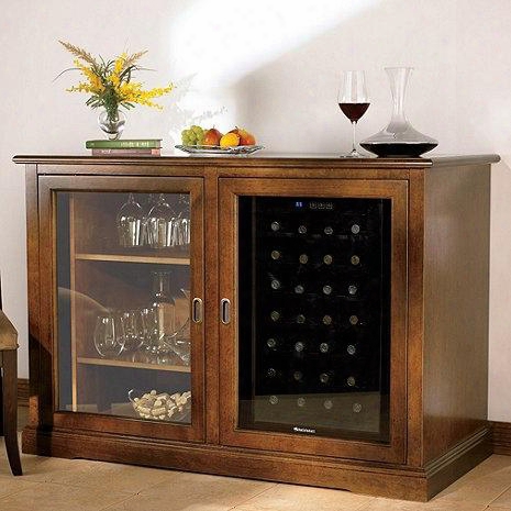 3359202 Siena Mezz Ocredenza With One Wine Cooler Spacious Storage And Adjustable Shelves In