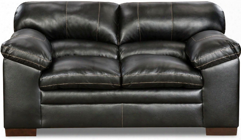 8049-02 Yahtzee Onyx 69" Loveseat With Pub Back Pillow Top Cushions Block Legs Pocket Coil Seating Hardwood Lumber Frame And Pu Leather