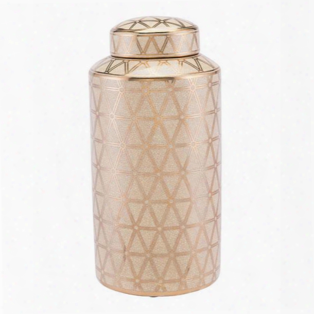 A11065 Link Covered Jar Large Gold And