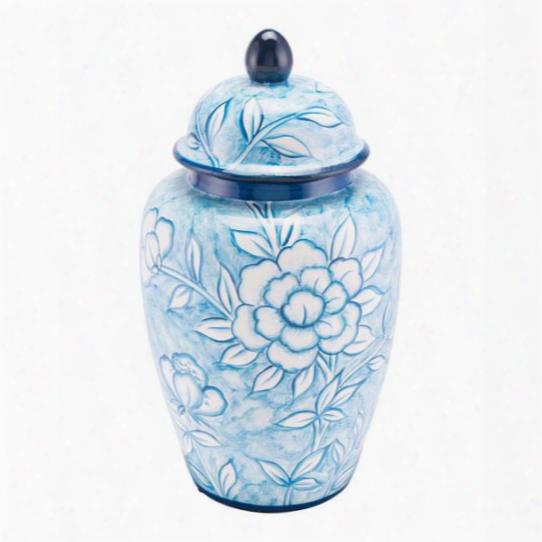 A11079 Flower Temple Jar Large Blue And