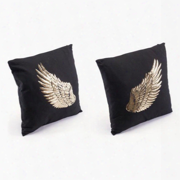 A11093 Metallic Wings Set Of 2 Pillows Blk &