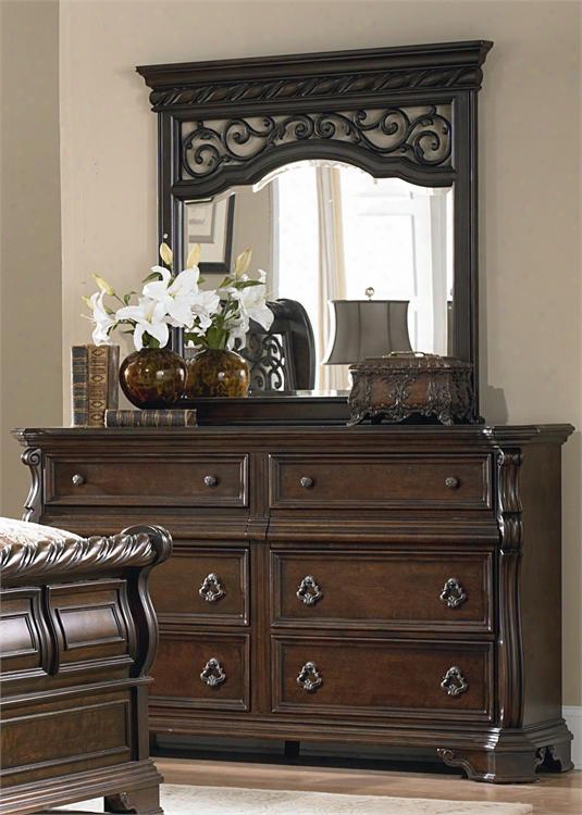 Arbor Place Collection 575-br-dm 2-piece Bedroom Set With Dfesser And Mirror In Brownstone