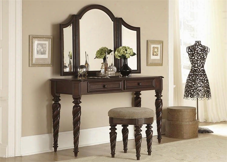 Arbor Place Collection 575-br-vn 52" Vanity With Mirror And Stool In Brownstone