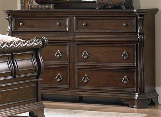 Arbor Place Collection 575-br31 68&quo T; Double Dresser With 8 Drawers English Dovetail Construction And Full Extension Glides In Brownstone