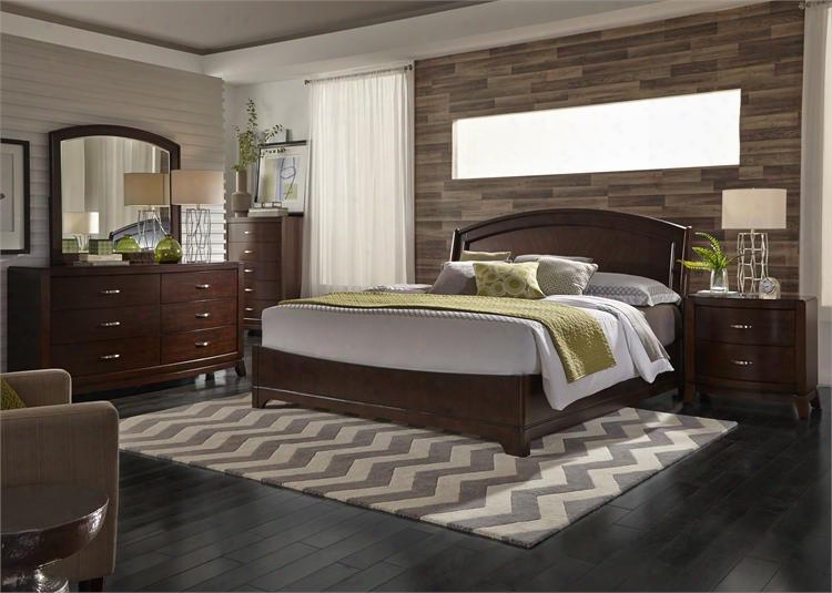 Avalon Collection 505-br-kpldmcn 5-piece Bedroom Set With King Panel Bed Dresser Mirror Chest And Night Stand In Dark Truffle