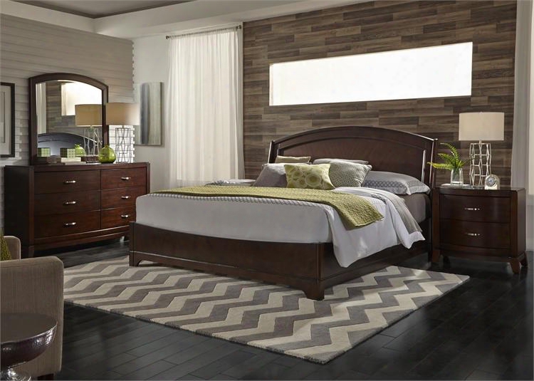 Avalon Collection 505-br-kpldmn 4-piece Bedroom Set With King Panel Bed Dresser Mirror And Nigh Stand In Dark Truffle