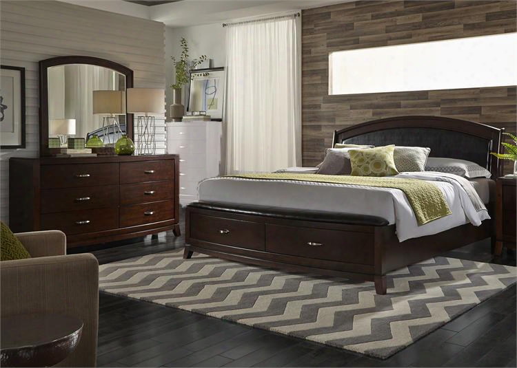 Avalon Collection 505-br-ksbdm 3-piece Bedroom Set With King Storage Bed Dresser And Mirror In Dark Truffle