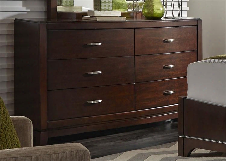 Avalon Collection 505-br31 64" Dresser With 6 Drawers French & English Dovetail Construction And Satin Nickel Bar Pull Hardware In Dark Truffle