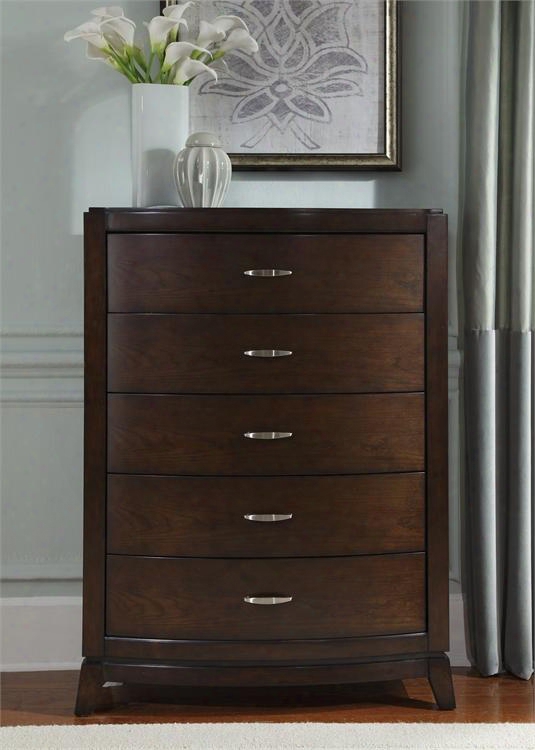 Avalon Collection 505-br41 38" Chest With 5 Drawers French & English Dovetail Construction And Satin Nickel Bar Pull Hardware In Dark Truffle