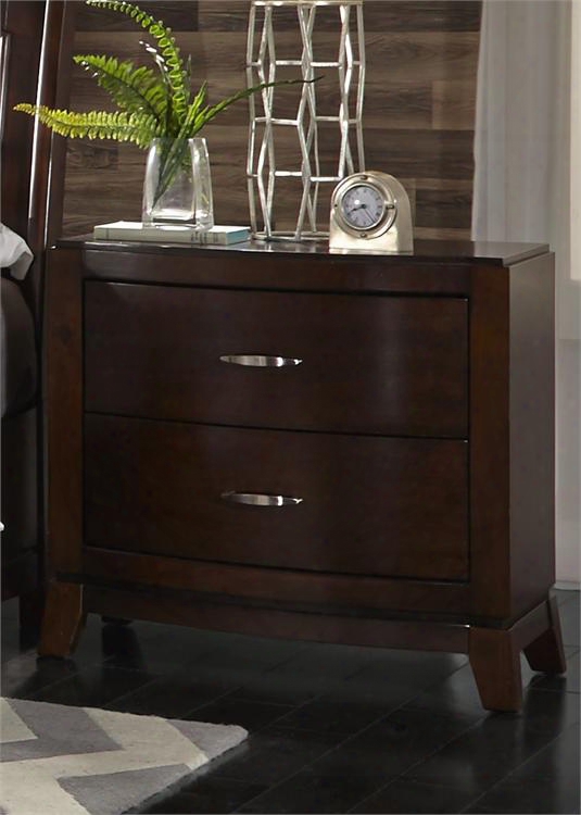 Avalon Collection 505-br61 28" Night Stand With 2 Drawers French & English Dovetail Construction And Satin Nickel Bar Pull Hardware In Dark Truffle