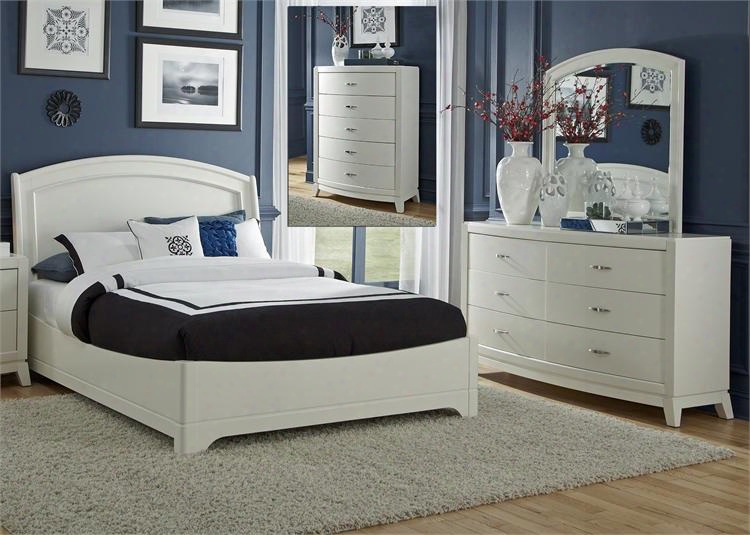 Avalon Ii Collection 205-br-kpldmc 4-piece Bedroom Set With King Platform Bed Dresser Mirror And Chest In White Truffle