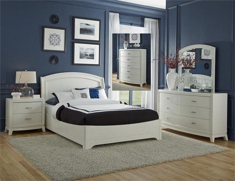 Avalon Ii Collection 205-br-kpldmcn 5-piece Bedroom Set With King Platform Bed Dresser Mirror Chest And Night Stand In White Truffle