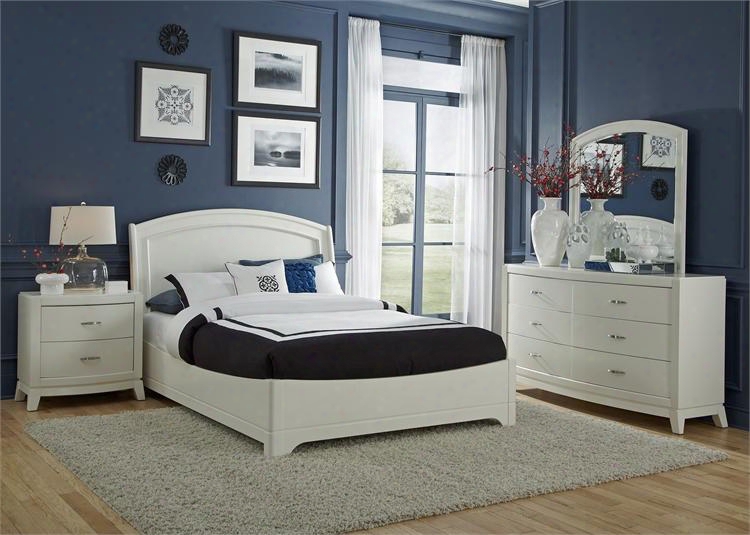 Avalon Ii Collection 205-br-kpldmn 4-piece Bedroom Set With King Platform Bed Dresser Mirror And Night Stand In White Truffle