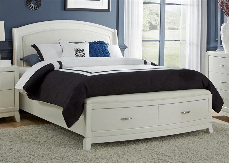 Avalon Ii Collection 205-br-skb King Storage Bed With Center Supported Slat System Tapered Feet And 2 Drawers In White Truffle