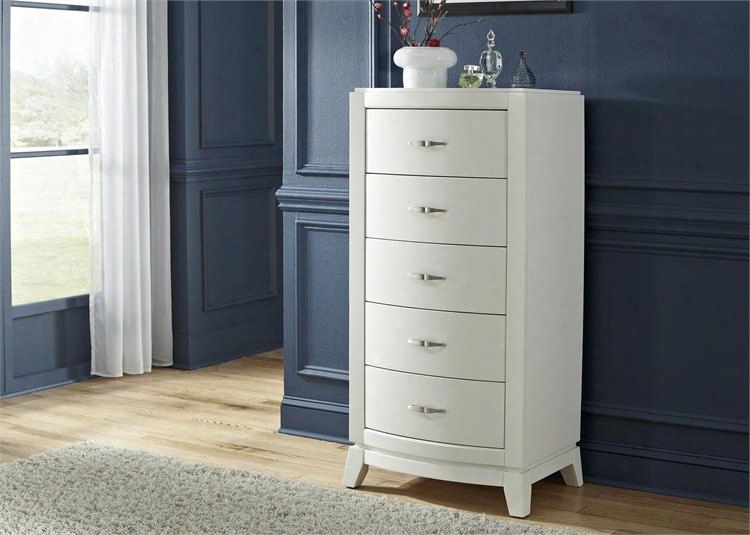 Avalon Ii Collection 205-br46 25" Lingerie Chest With 5 Drawers French & English Dovetail Construction And Satin Nickel Bar Pulls In White