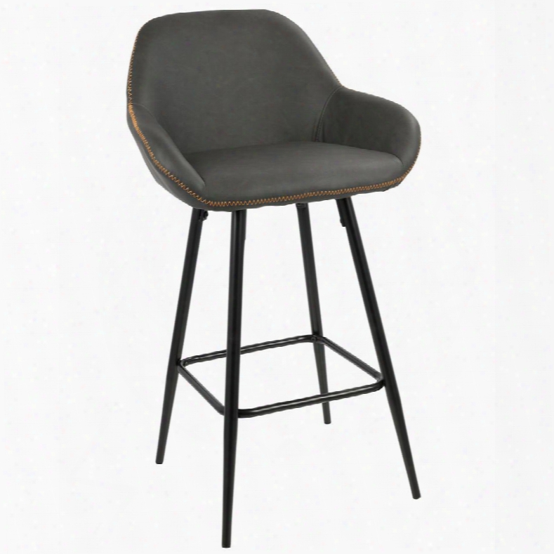 B26-clb Bk+gy2 Clubhouse Contemporary 26" Counter Stool With Black Frame And Grey Vintage Pu Leather - Set Of