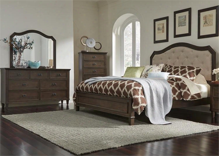 Berkley Heights Collection 102-br-kpbdmc 4-piece Bedrooom Set With King Panel Bed Dresser Mirror And Chest In Antique Washed Walnut