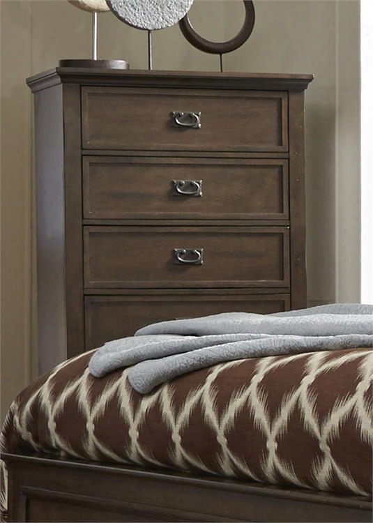 Berkley Heights Collection 102-br41 33" Chest With 5 Drawers Antique Pewter Drop Bail Hardware And English Dovetail Construction In Antique Washed Walnut