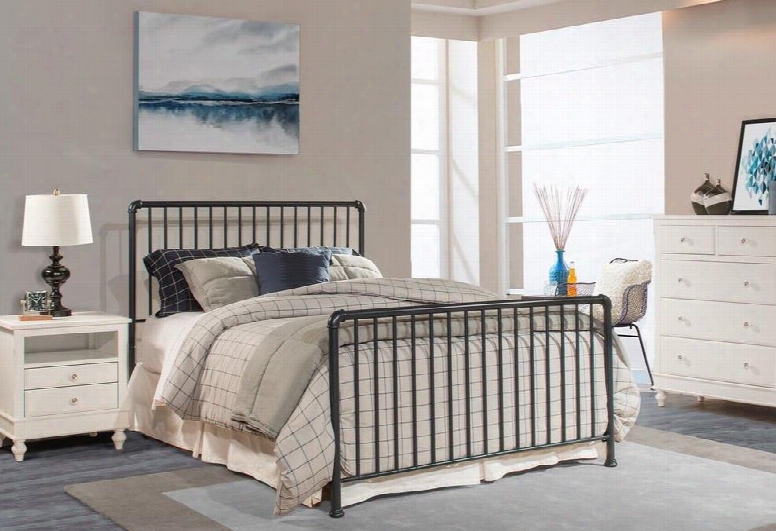 Brandi 2124hqr Queen Sized Bed With Headboard And Frame Simple Spin Dle Design And A Panel Constructed With Metal In Navy