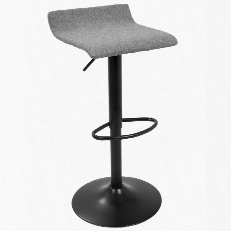 Bs-alexl Bk+gy2 Ale L Contemporary Adjustable Barstool In Black And Grey - Set Of