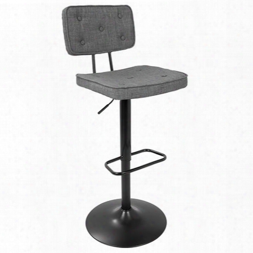 Bs-stanza Bk+gy Stanza Contemporary Adjustable Barstool In Black And
