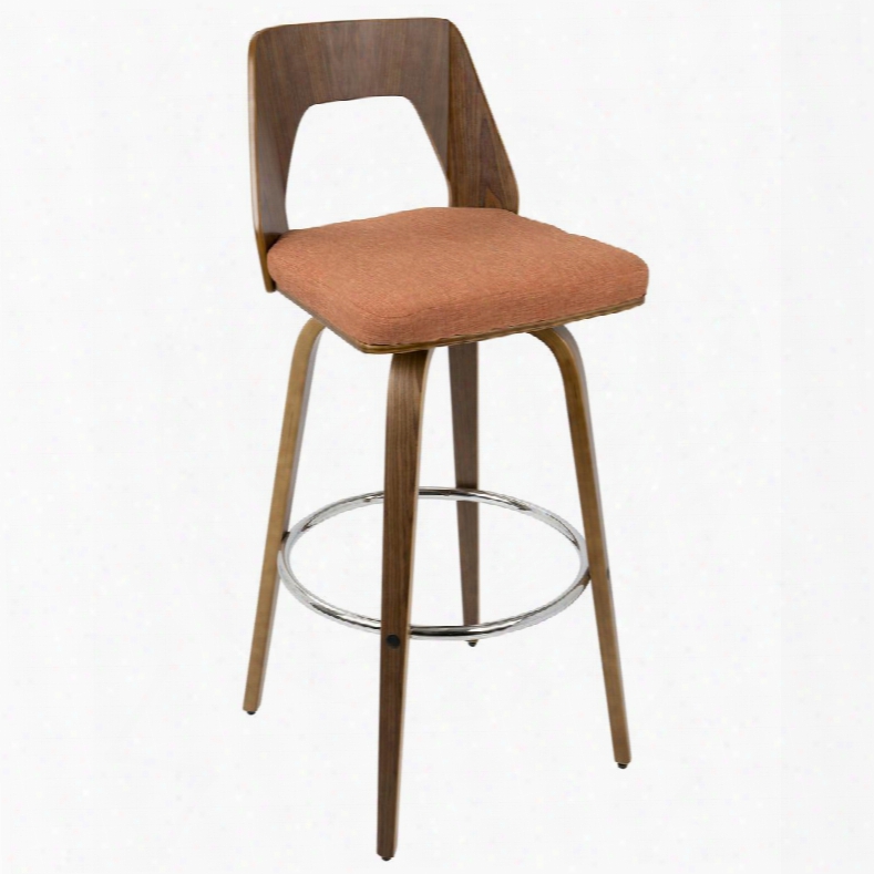 Bs-trilo Wl+o Trilogy 30" Fixed Height Mid-century Modern Barstool In Walnut And